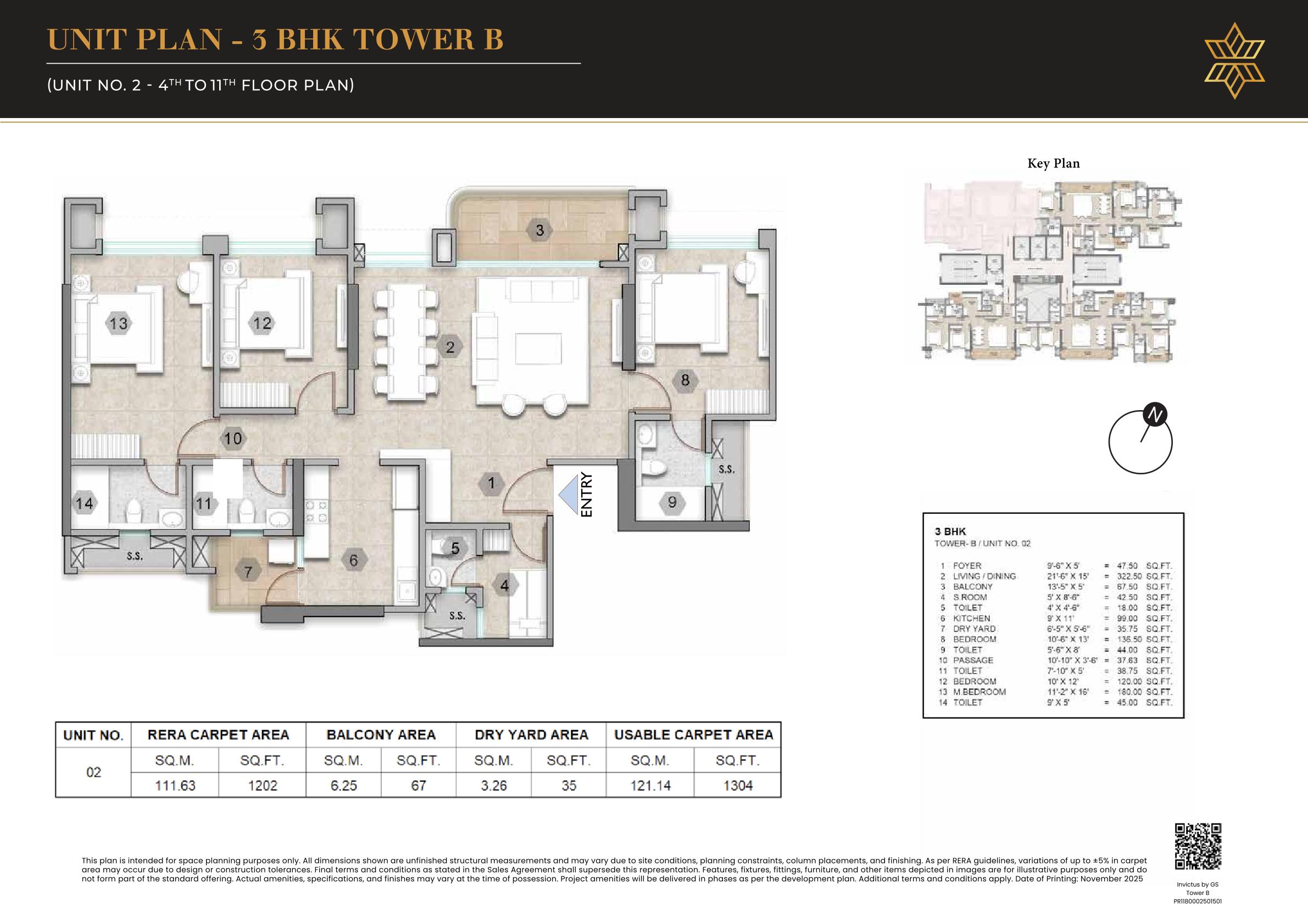 3 BHK Floor Plan